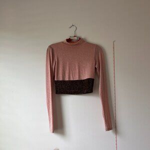 Naked Wardrobe x Anthropologie Cropped Glitter Turtleneck | Size M